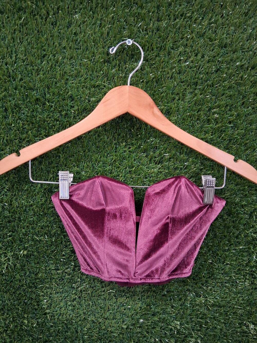 Victoria's Secret Dream Angels Velvet Corset Top Burgundy Wine Lace XS Coquette